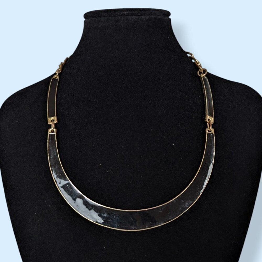 Black Enamel Statement Necklace